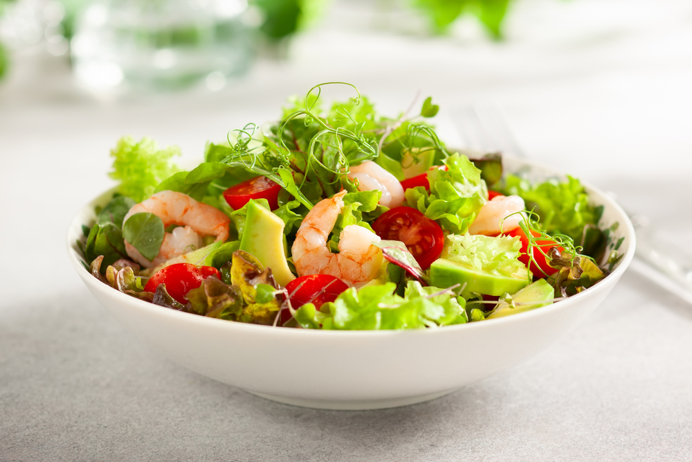 Salade healthy aux crevettes